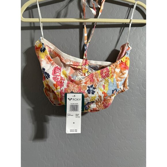 Roxy Island Hops Floral Halter Top Medium 100% Viscose Multicolor - Picture 2 of 6